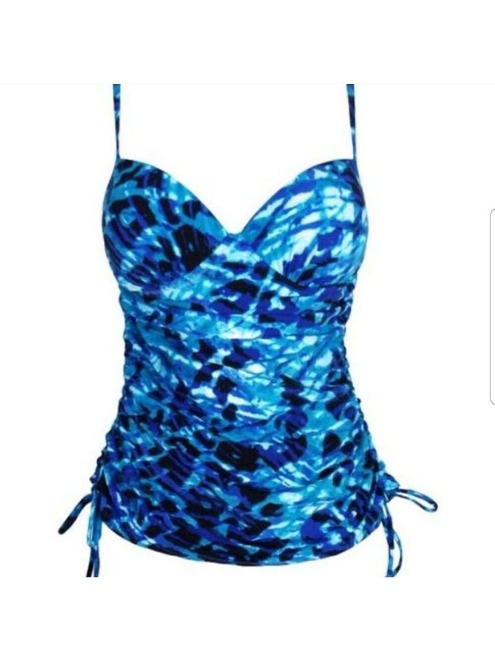 Assets by Spanx Blue Wave Ruched Tankini